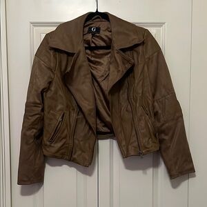 Women's Brown faux Leather and faux suede Jacket